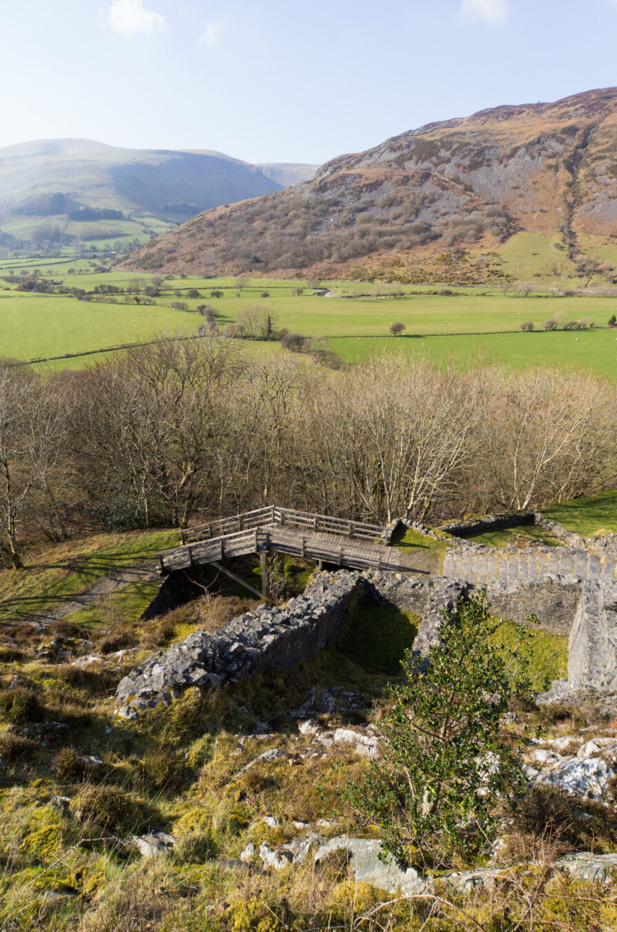 Ruins of Castell Y Bere and the valley behind