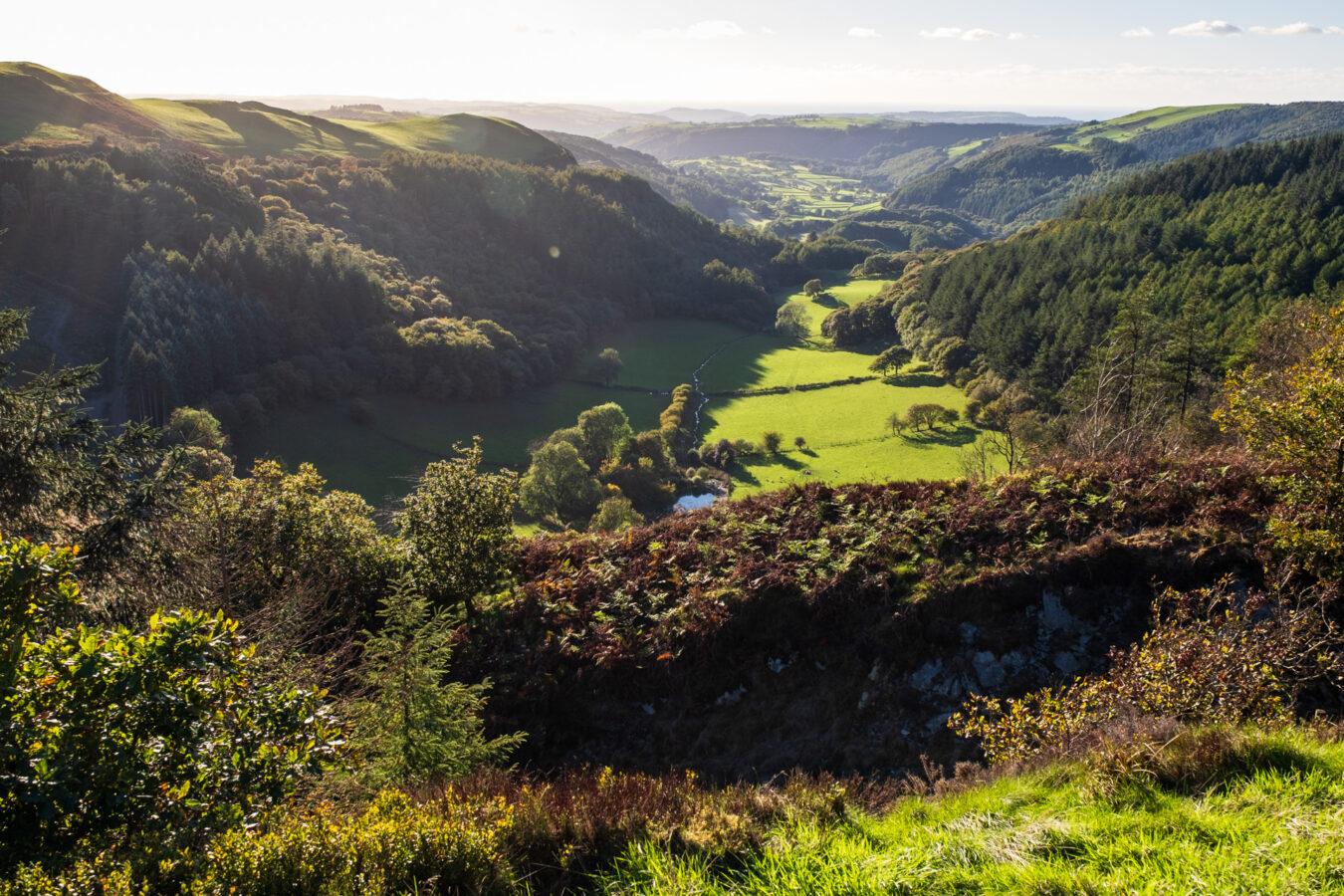 View of the Dyffryn Melindwr valley from the visitor centre