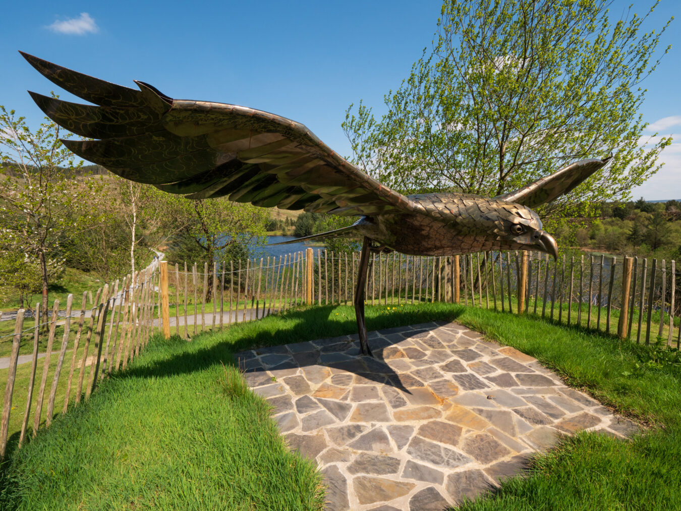 Large red kite sculpture