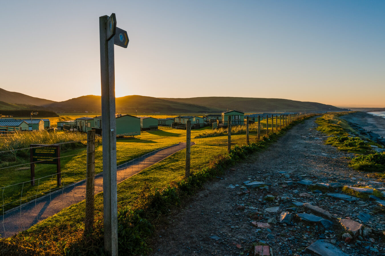 Sunrise over the Penllyn caravan park.