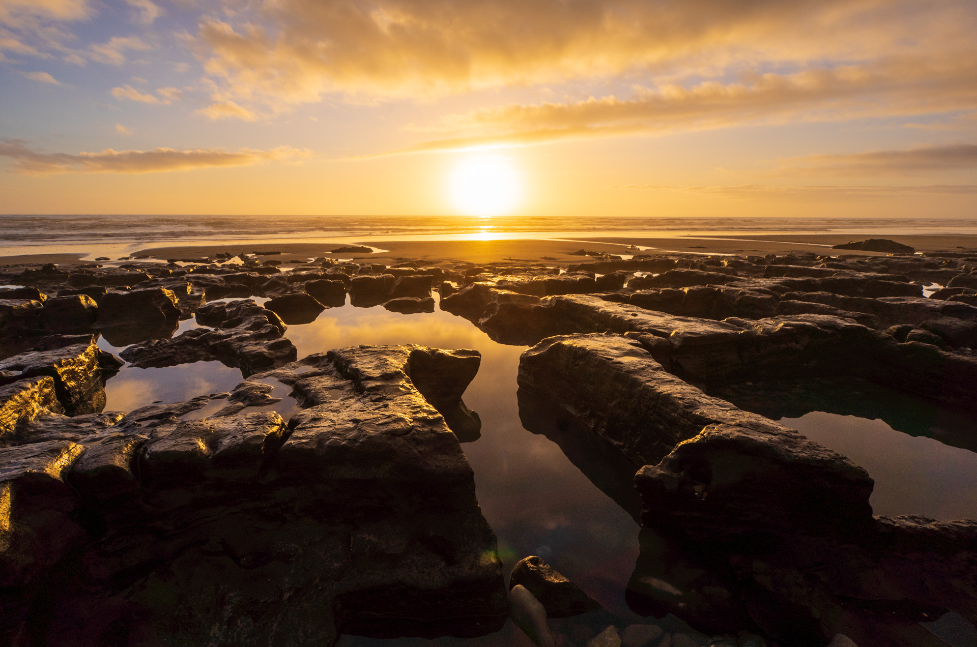 Peat beds and sunset