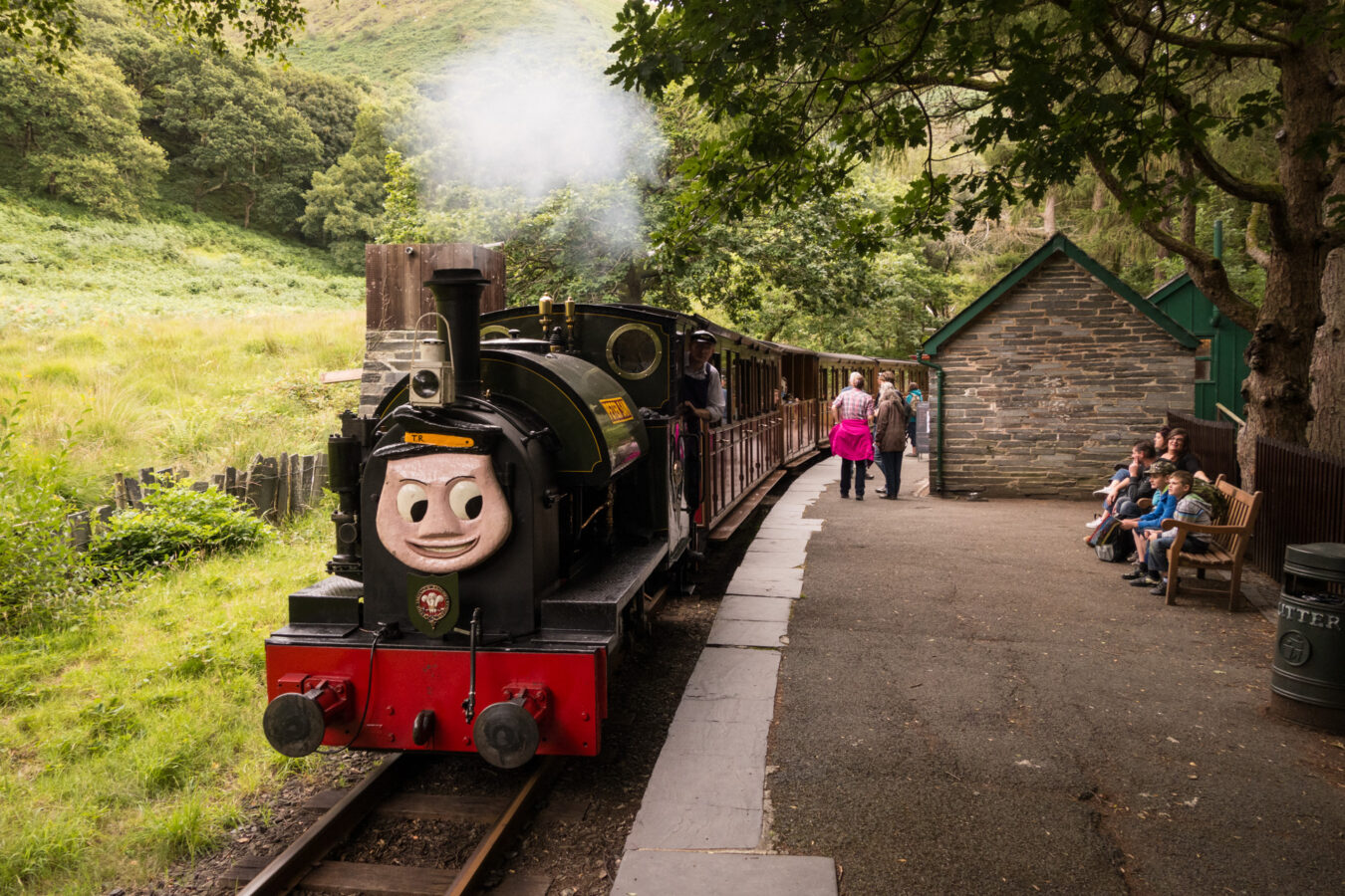 Talyllyn train with a smiling face at the front