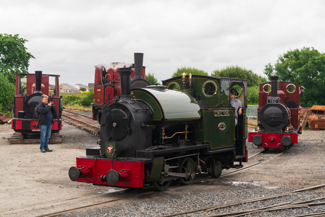 Display of locomotives at Tywyn Wharf station