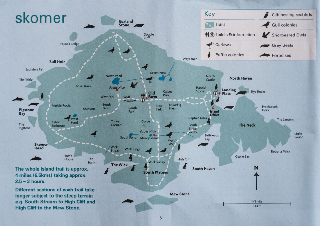 Skomer Island Trails map