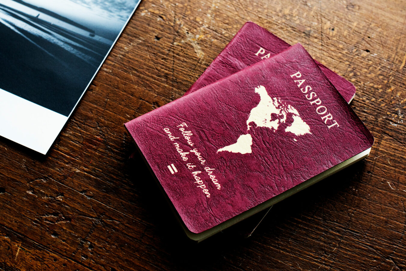 Passports on a table