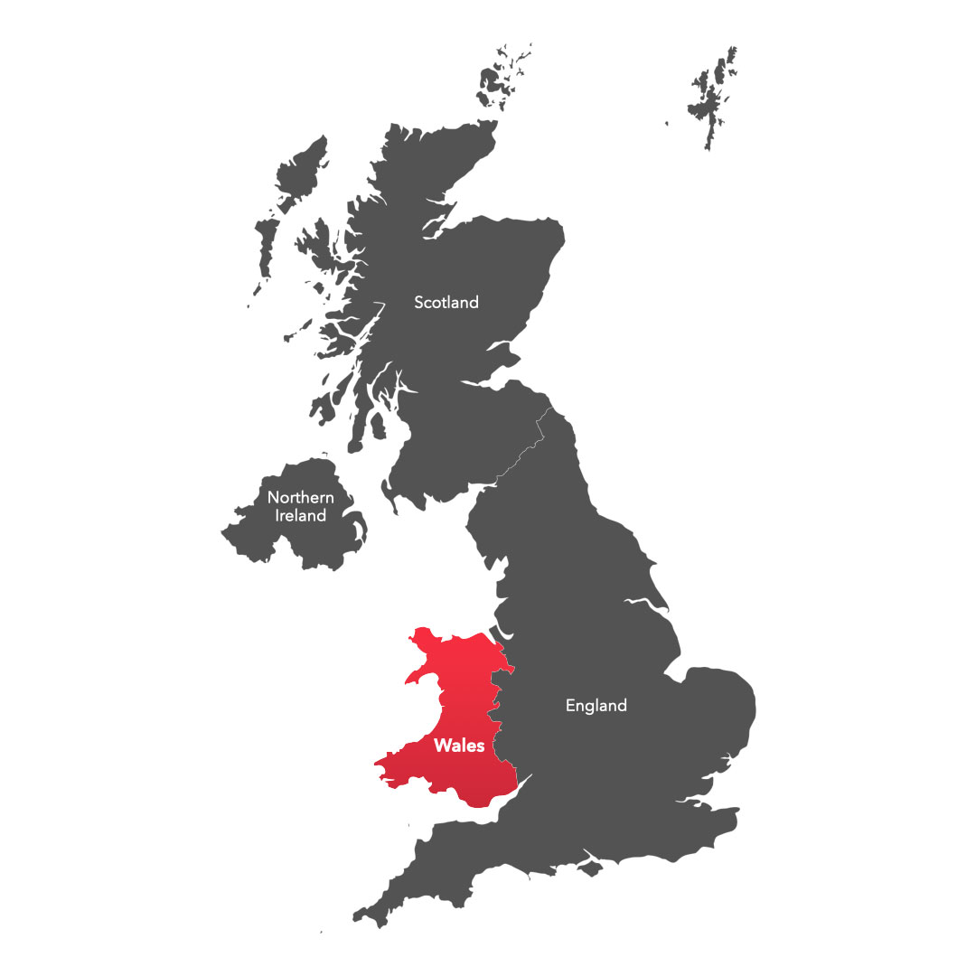 UK map highlighting Wales