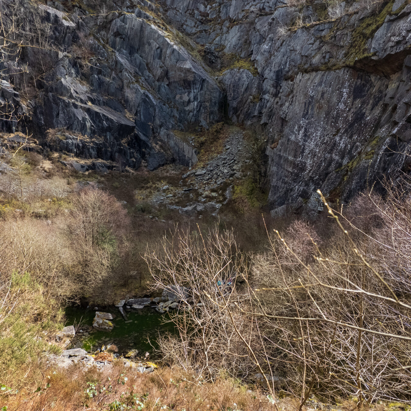 Quarry bottom with small lake