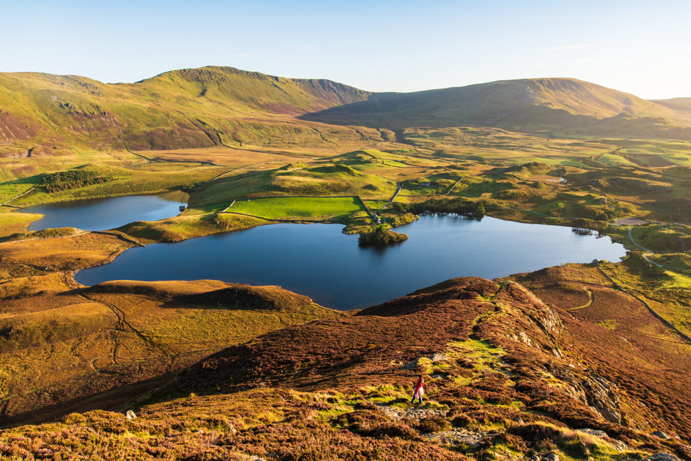 View of the Cregennan lakes from above