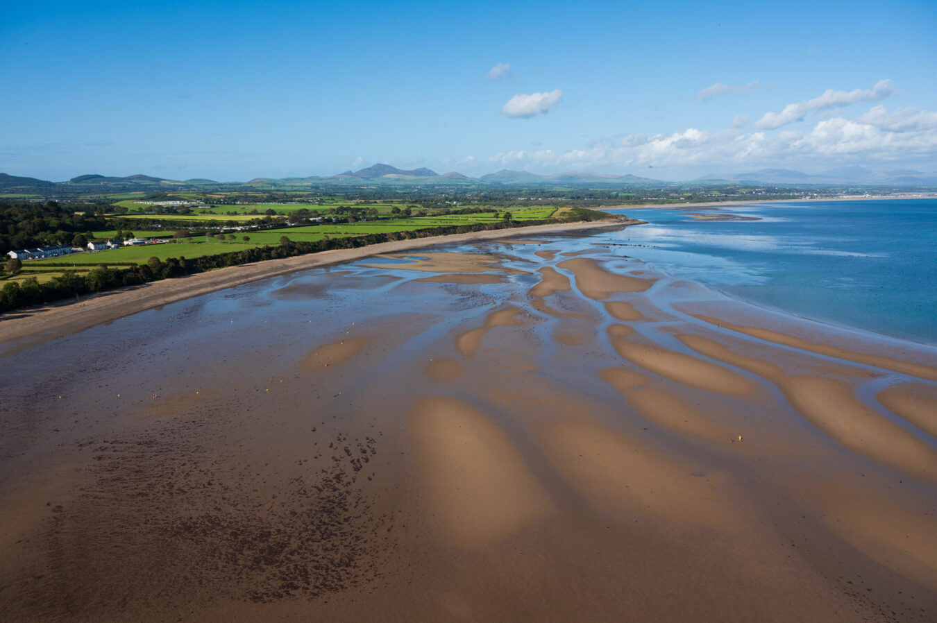 Llanbedrog beach at low tide, view from the hill
