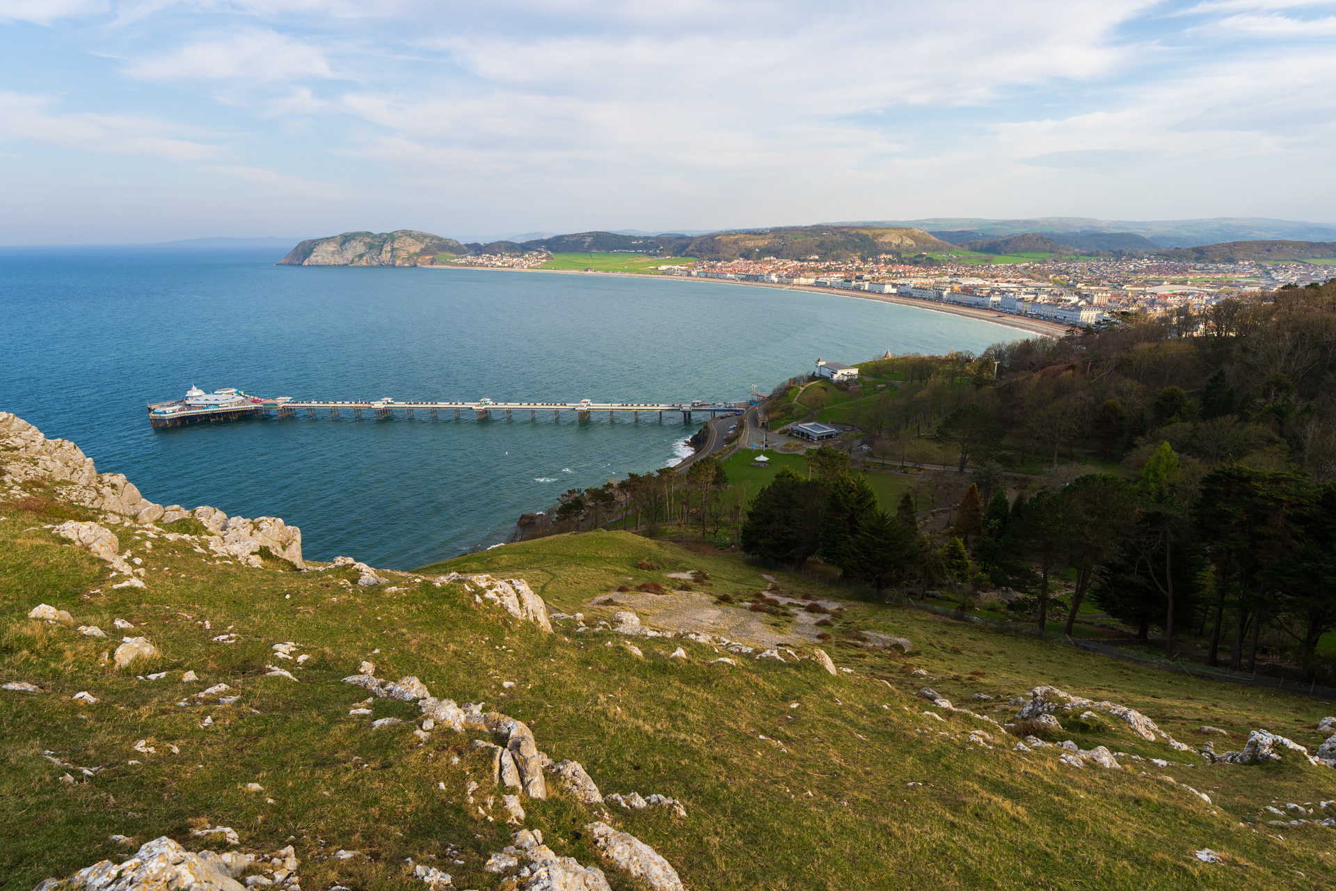 View of Llandudno bay with pier, and the Little Orme in the background