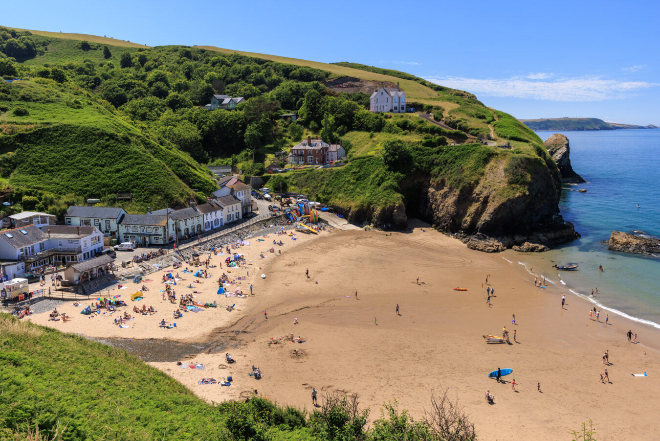 Llangrannog beach viewed from above