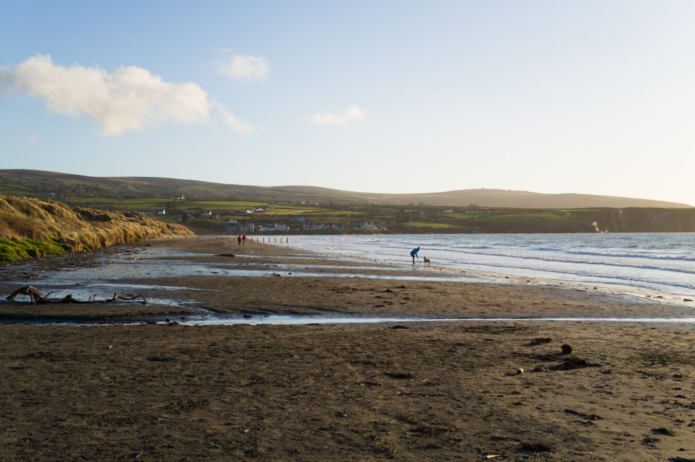 On the Traeth Mawr beach near sunset