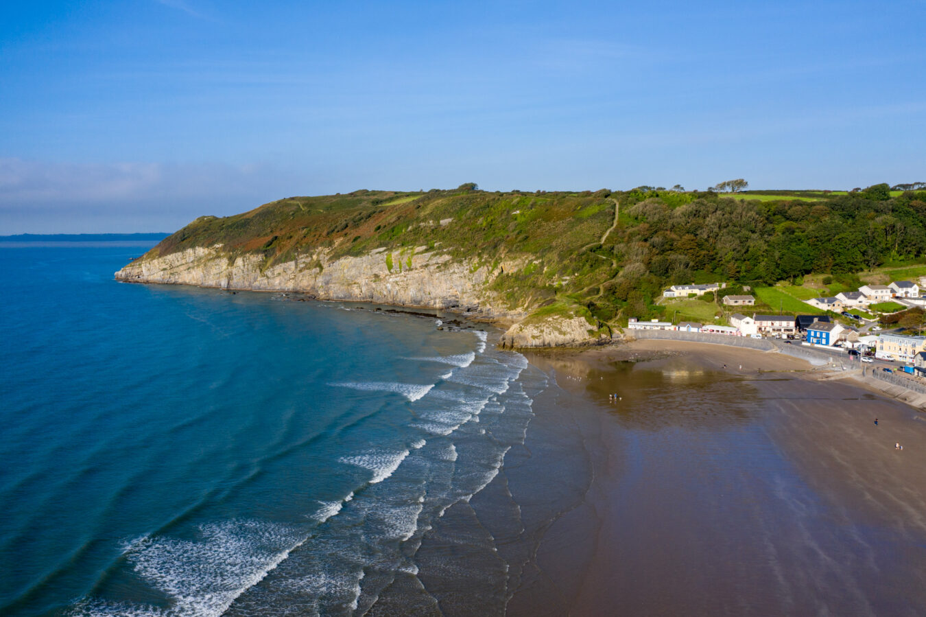 Pendine beach and cliff, aerial view