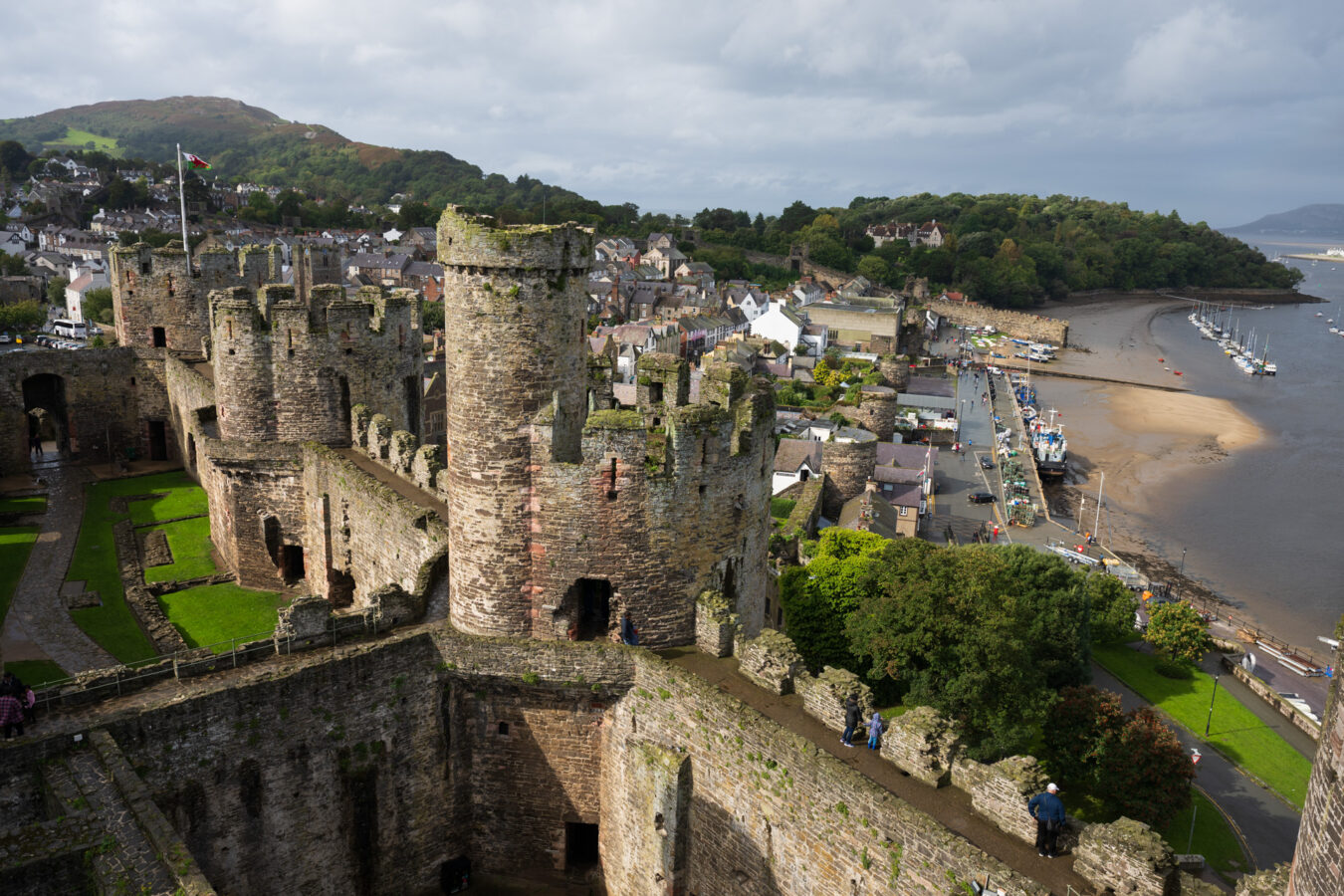 View of the castle and Conwy harbour from one of the towers.