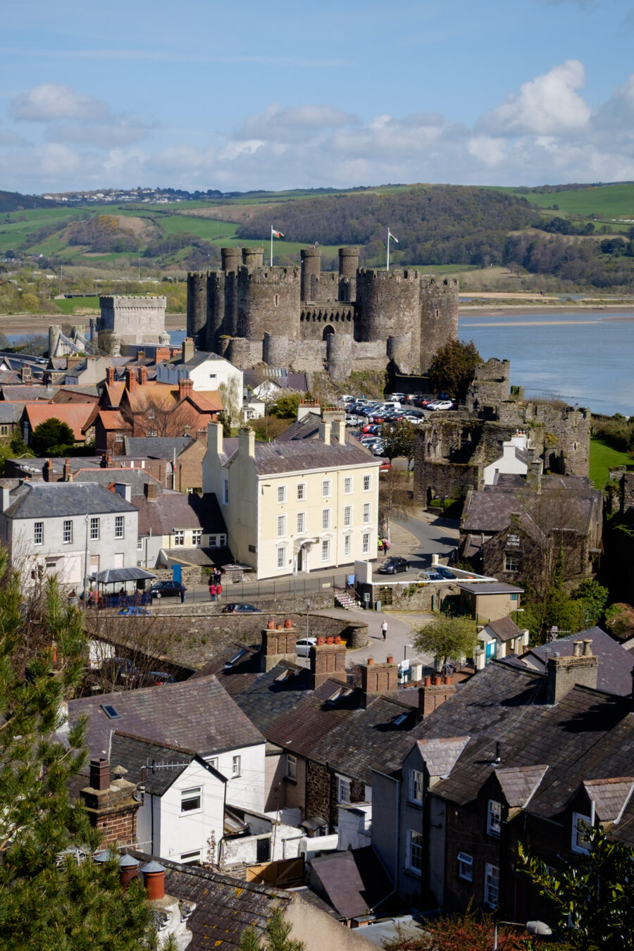 Conwy town with castle in the background