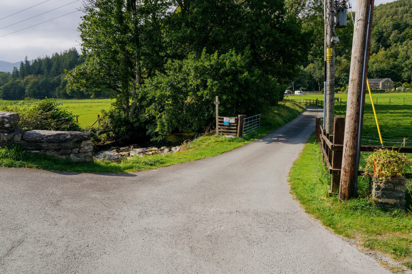 Paved road by a bridge
