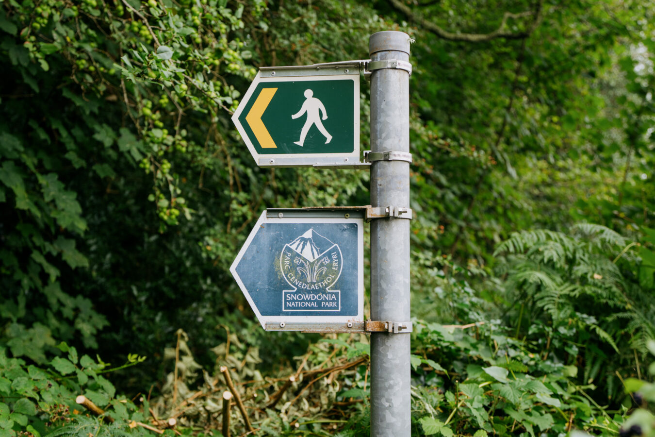 Footpath and Snowdonia National Park signs