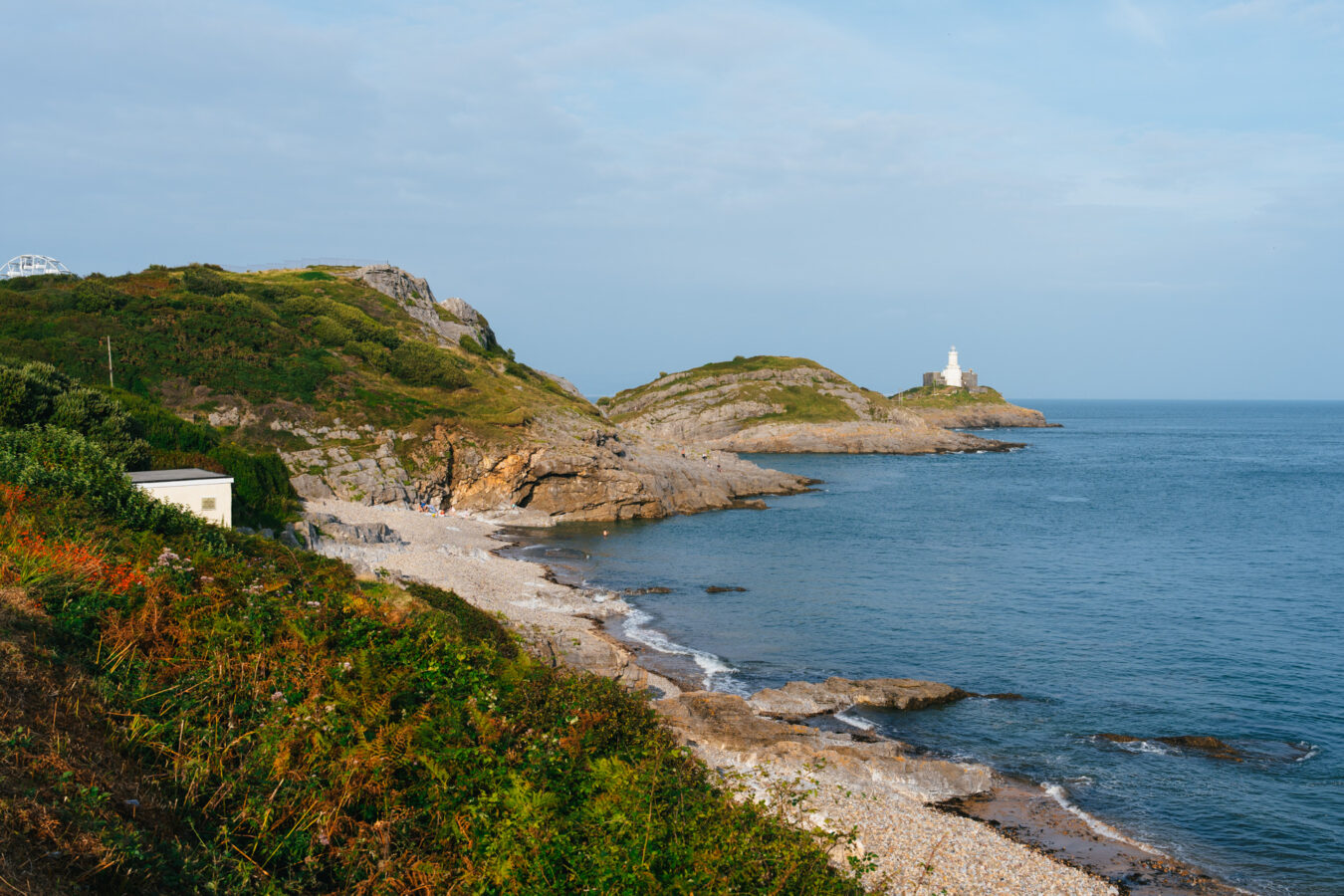Mumbles headland with lighthouse in the distance