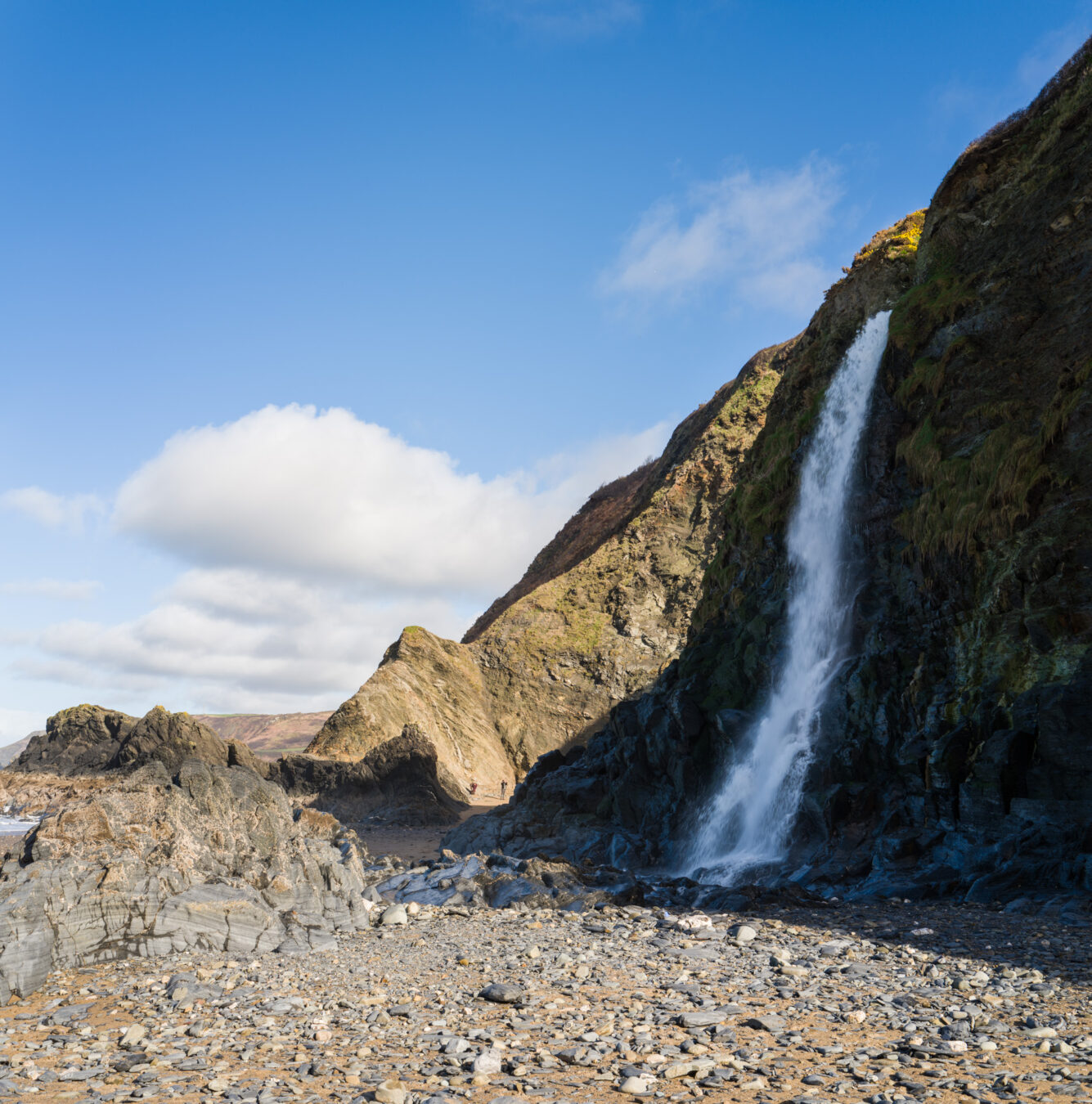 Waterfall at Tresaith beach