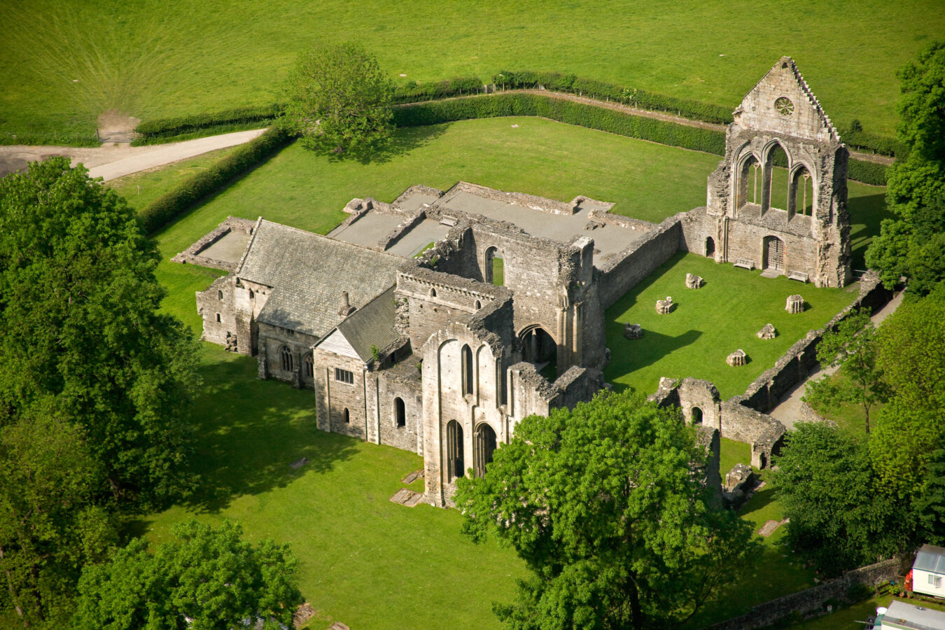 Aerial view of the 
Valle Crucis Abbey