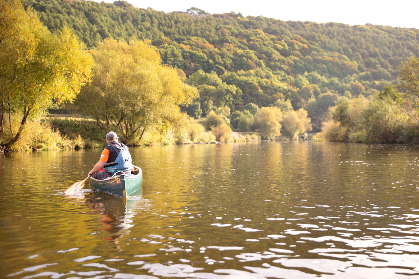 Man canoeing along the river Wye