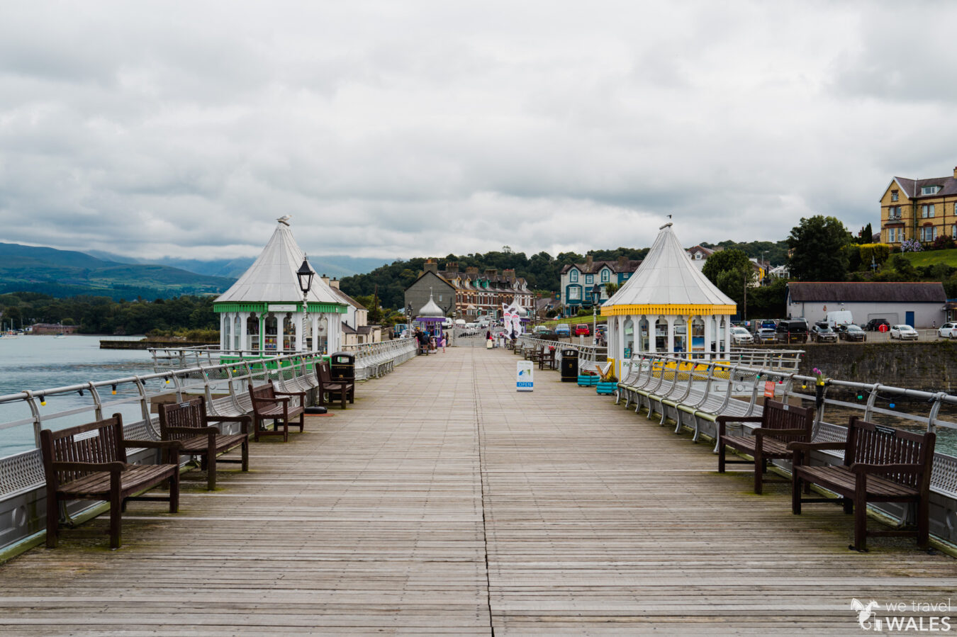 Bangor Pier with colourful kiosks
