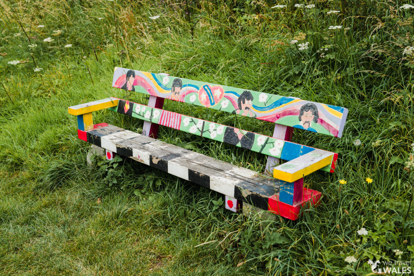 Decorated and colourful bench