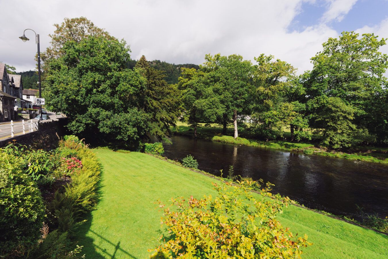 Grass and trees along the river in Betws-y-Coed