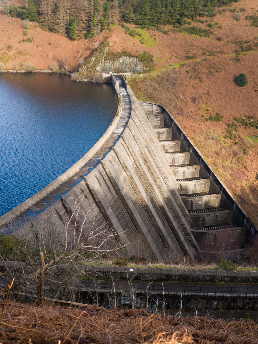 Concrete dam at the Clywedog Reservoir