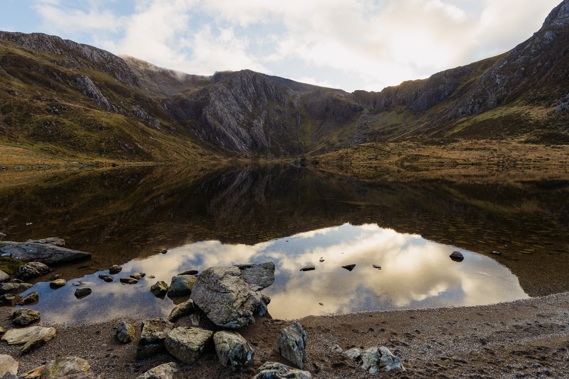Llyn Idwal with reflections on the water